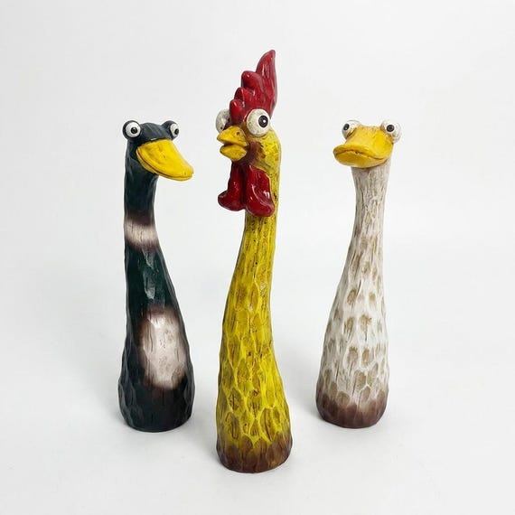 Funny Chicken Duck Goose Decor,Whimsical Garden Statue, Resin Yard Art, Quirky Lawn Ornament, Farmhouse Garden Gift, Unique Outdoor Decor
