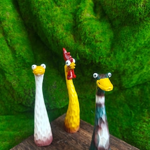 Funny Chicken Duck Goose Decor,Whimsical Garden Statue, Resin Yard Art, Quirky Lawn Ornament, Farmhouse Garden Gift, Unique Outdoor Decor set of 3