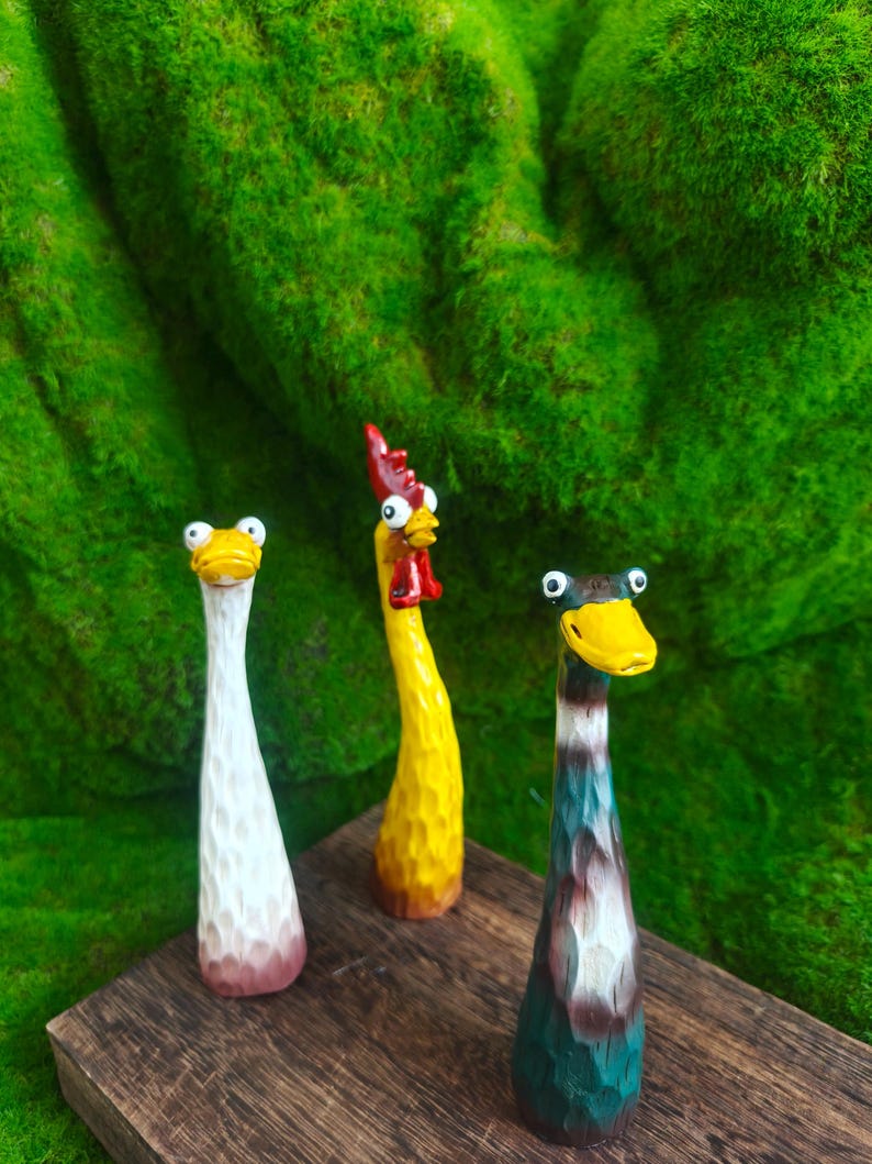 Funny Chicken Duck Goose Decor,Whimsical Garden Statue, Resin Yard Art, Quirky Lawn Ornament, Farmhouse Garden Gift, Unique Outdoor Decor set of 3