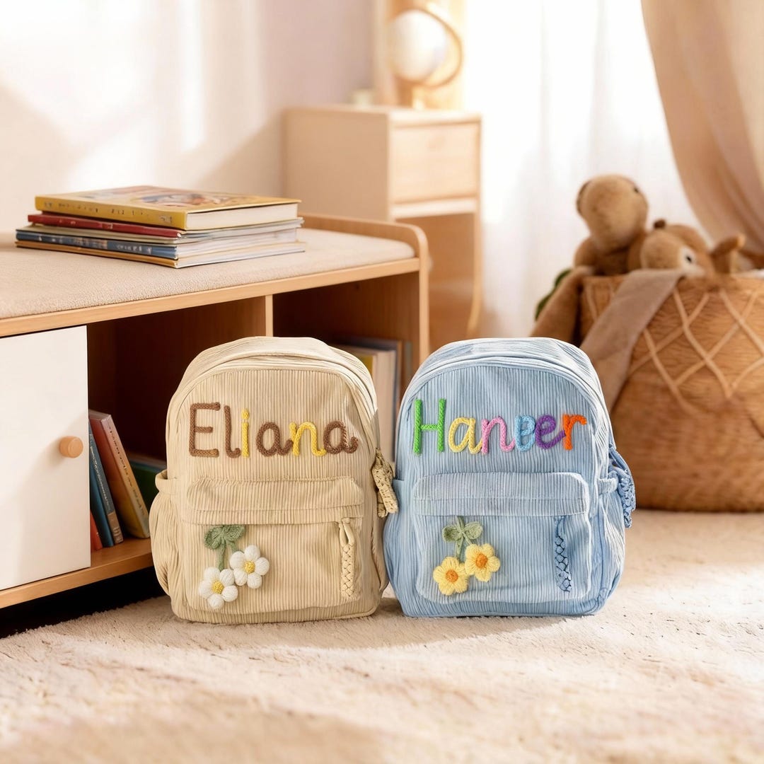 Personalized Corduroy Kids Backpack – Custom Name School Bag - Etsy