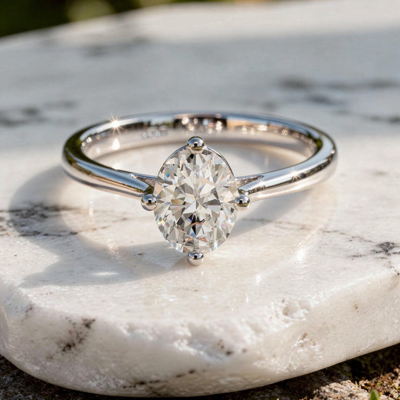 Buy Oval Cut Engagement Ring: Moissanite or Lab Grown Diamond in Solid ...
