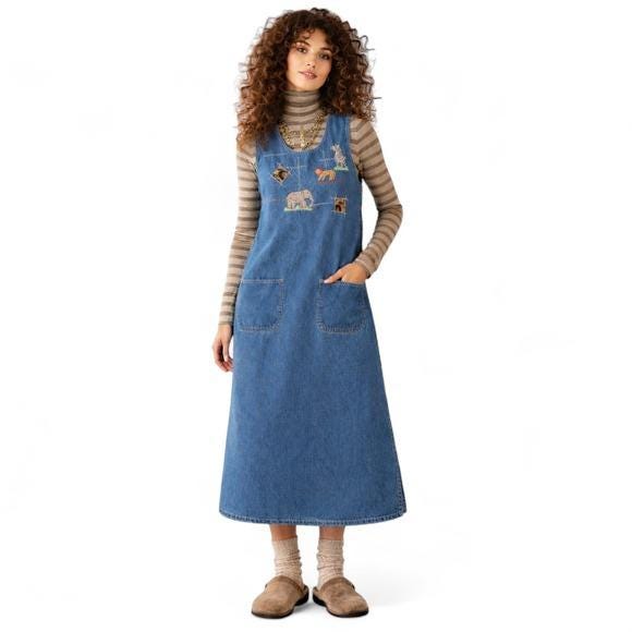 Embroidered Denim Dress