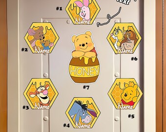 Customize Disney honey Winnie The Pooh Private room Door Magnet / Sticker, Cruise Line Ship Name Door Magnet, Family Cruise Trip