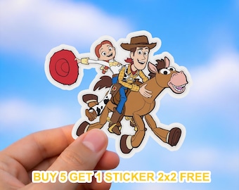 Disney Toy Story Woody, Jessie, and Bullseye Vinyl Sticker – Fun Design for Laptops, Water Bottles & More – Buy 5 Get 1 Free