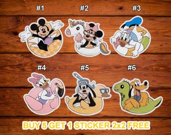 Disney Summer Sticker – Mickey, Minnie, Donald, Daisy, Goofy, Pluto – Pool Float Cute Cartoon Vinyl Decal