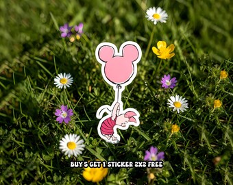 Disney Winnie The Pooh Piglet Balloon Sticker Positive Affirmation planner stationery decal water bottle cell