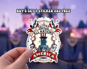 A Salute To All Nations But Mostly America Sticker, Sam The Eagle, Patriotic Disney World Magnet, 4th of July Epcot Outfit