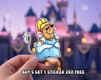 Cinderella Mouse/ Gus Gus Sticker: Water bottle, laptop, notebook | Waterproof sticker