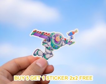 Buzz Lightyear Sticker, Toy Story Sticker, Disney Pixar Decal, Space Ranger Vinyl Sticker, Cartoon Character, Laptop Water Bottle Sticker