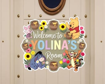 Aimant/autocollant de porte de chambre privée Winnie l'ourson Disney, aimant de porte nom de bateau de ligne de croisière, voyage de croisière en famille