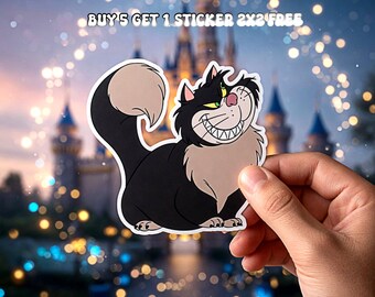 Cinderella Cat Lucifer Sticker: Waterproof Vinyl Decal Hydro Flask