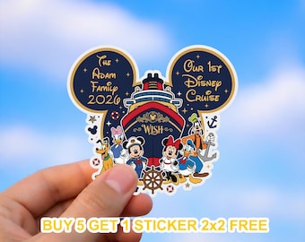 Customize Disney Cruise Sticker | Our 1st Disney Cruise | Mickey, Minnie & Friends | Personalizable Disney Wish Design | Buy 5 Get 1 Free