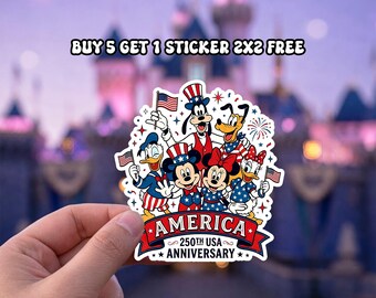 Mickey and Friends 4th July 2026 Sticker, Disney Independence Day Sticker, Disney USA Magnet