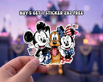 Mickey and Friends 4th July 2026 Sticker, Disney Independence Day Sticker, Disney USA Magnet