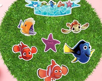 Pack Finding Nemo and Finding Dory Stickers | Vinyl Sticker for Laptop, Scrapbook, Phone, Luggage, Journal, Party Decoration