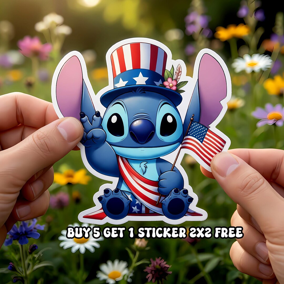 Lilo & Stitch 4th of July 2026 Sticker, Disney Independence Day Vinyl ...