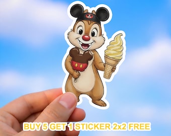 Funny Chip and Dale Disneyland Snack Sticker, Disney Park Ice Cream Vinyl Sticker, Chip Dale Double Trouble Decal, Disney Sticker