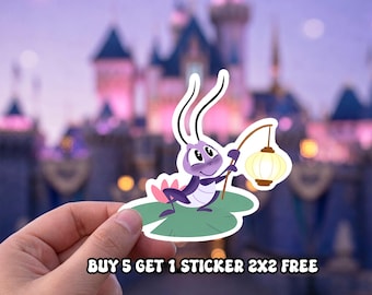 Disney Cricket Mulan Sticker, Mushu Reading the Paper Red Dragon, Hand-Drawn Waterproof Vinyl Sticker, Car Magnet
