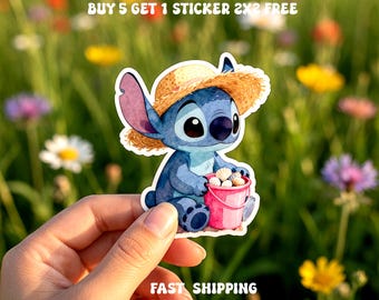 Stitch Sticker: Waterproof Vinyl Decal for Laptop, Water Bottle, Summer sticker, Disney sticker, Summer Vibes, Beach