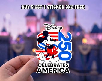 Disney Mickey Mouse Celebrates America 250 4th of July USA Sticker, Disney Independence Day Sticker, Disney USA Magnet