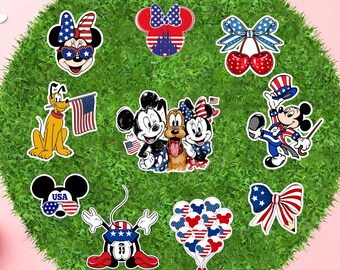 Sheet Disney Mickey Mouse Celebrates America 250 4th of July USA Stickers, Disney Independence Day Sticker, Disney USA Magnet