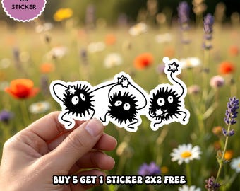 Spirited Away Bugs Sticker / Car Magnet – Cute Anime Aesthetic Sticker, Cute Bug Susuwatari sticker, studio ghibli
