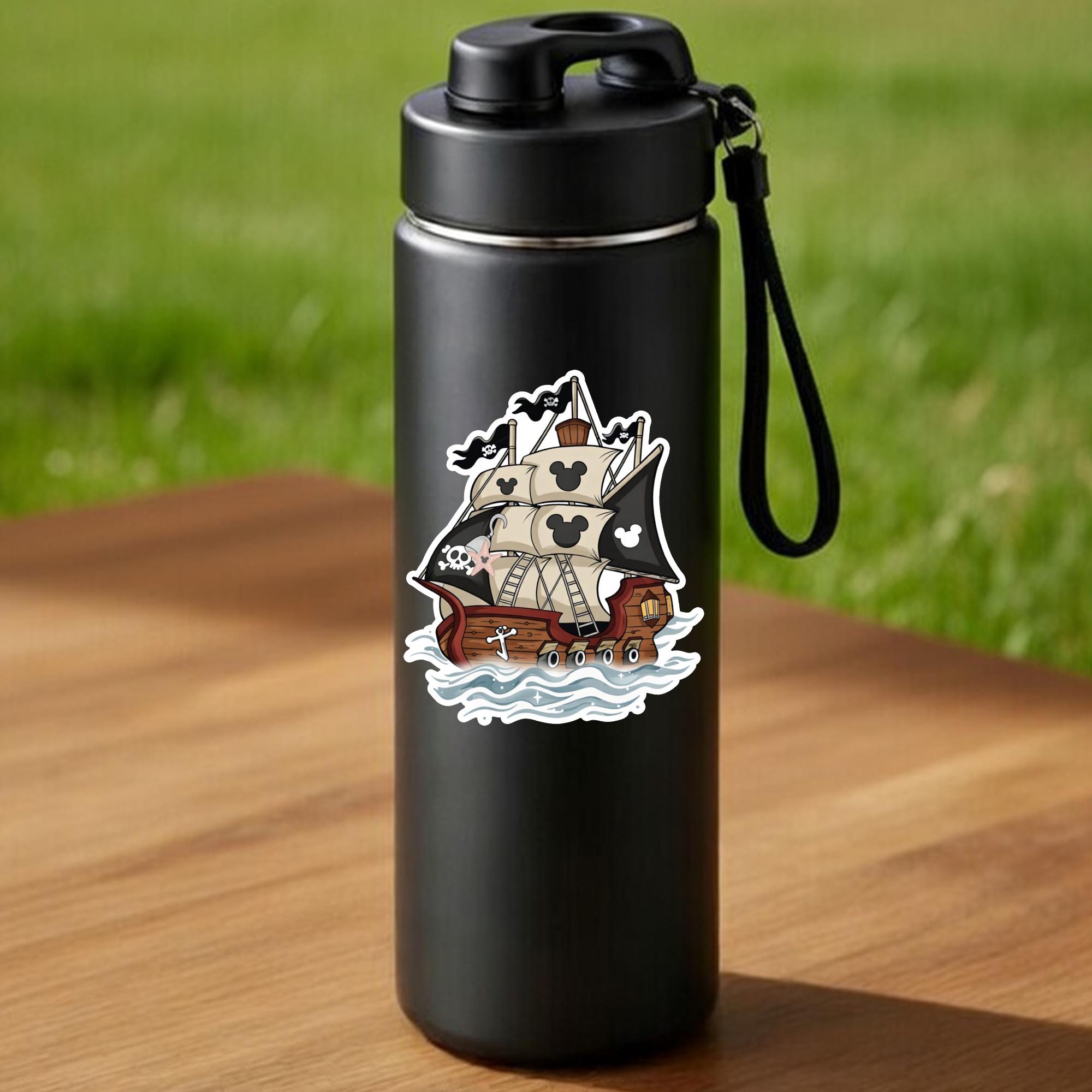 Disney Pirate Ship Sticker – Cute Mickey Skull Sailing Boat Decal ...