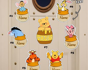 Customize Disney honey Winnie The Pooh Private room Door Magnet / Sticker, Cruise Line Ship Name Door Magnet, Family Cruise Trip