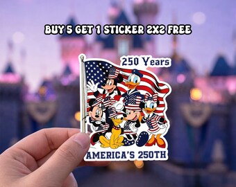 Mickey and Friends 4th July 2026 Sticker, Disney Independence Day Sticker, Disney USA Magnet