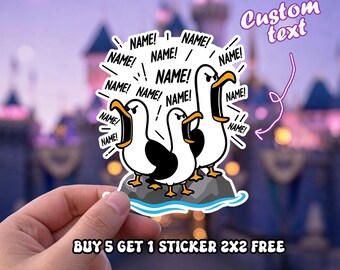 Personalized Seagull Sticker, Custom Names Decal, Funny Gift, Laptop Tumbler Fridge Sticker