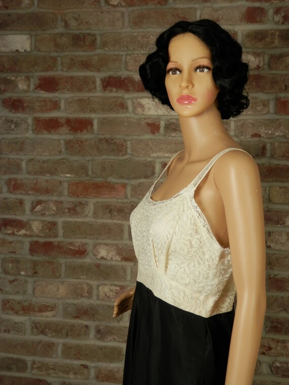 Vintage Slip Dress, Ivory Lace Bodice, Black Skir… - image 6