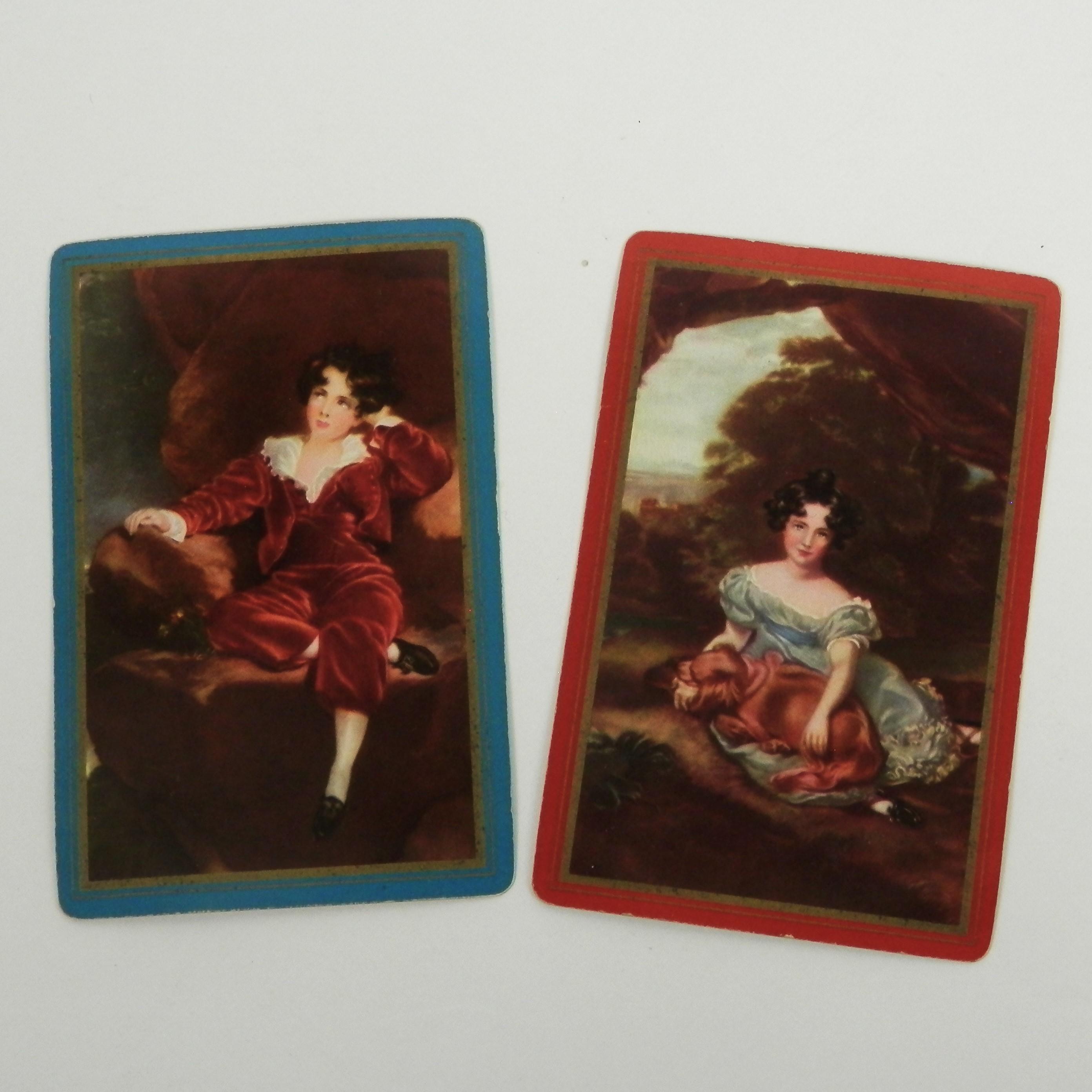 Vintage Gainsborough Playing Cards: Boy in Red & Girl in Blue