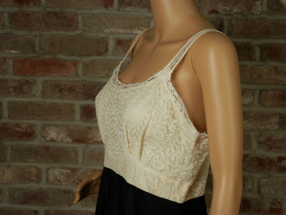 Vintage Slip Dress, Ivory Lace Bodice, Black Skir… - image 4