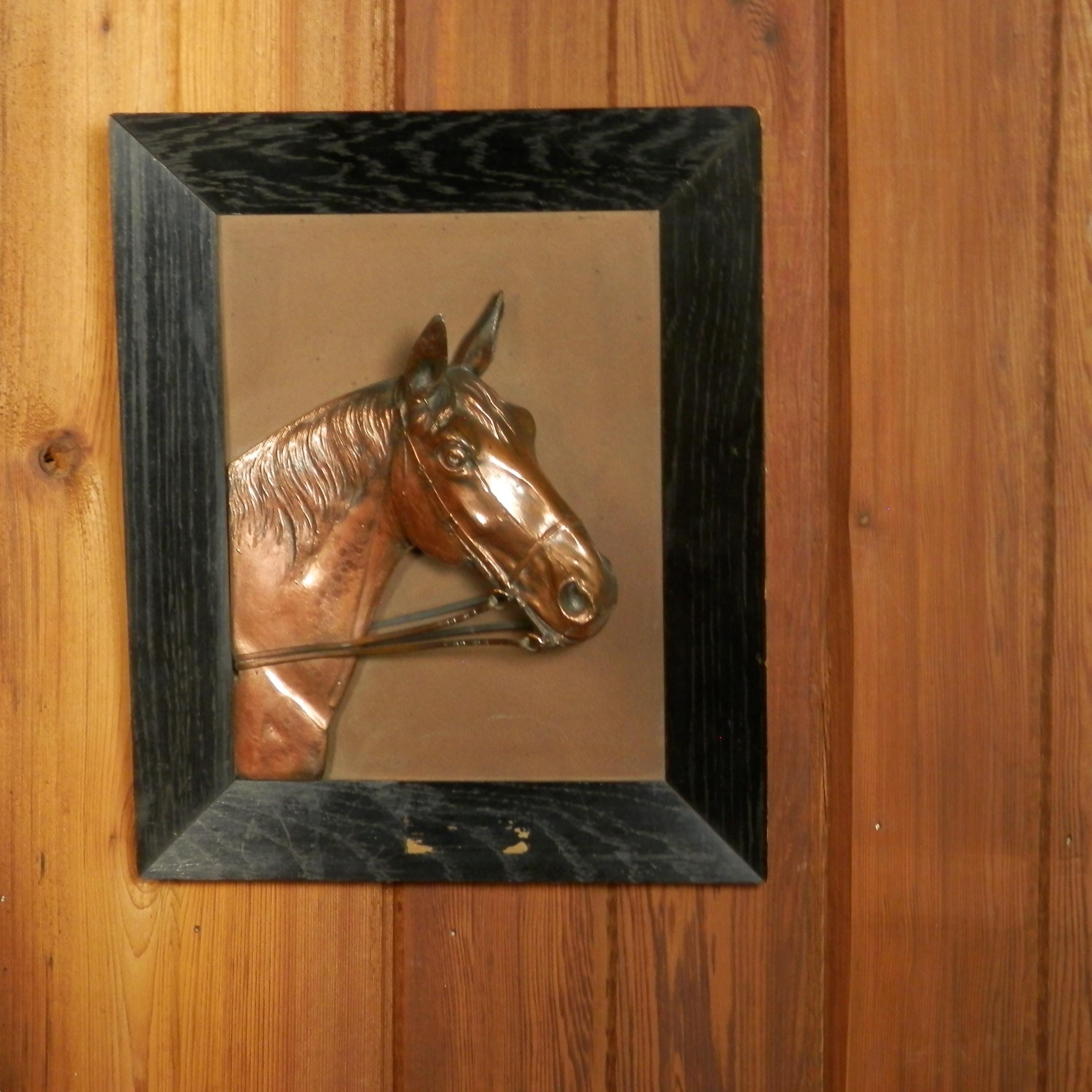 Vintage 3D Copper Horse Head Wall Art in Black Lacquered Frame - Etsy