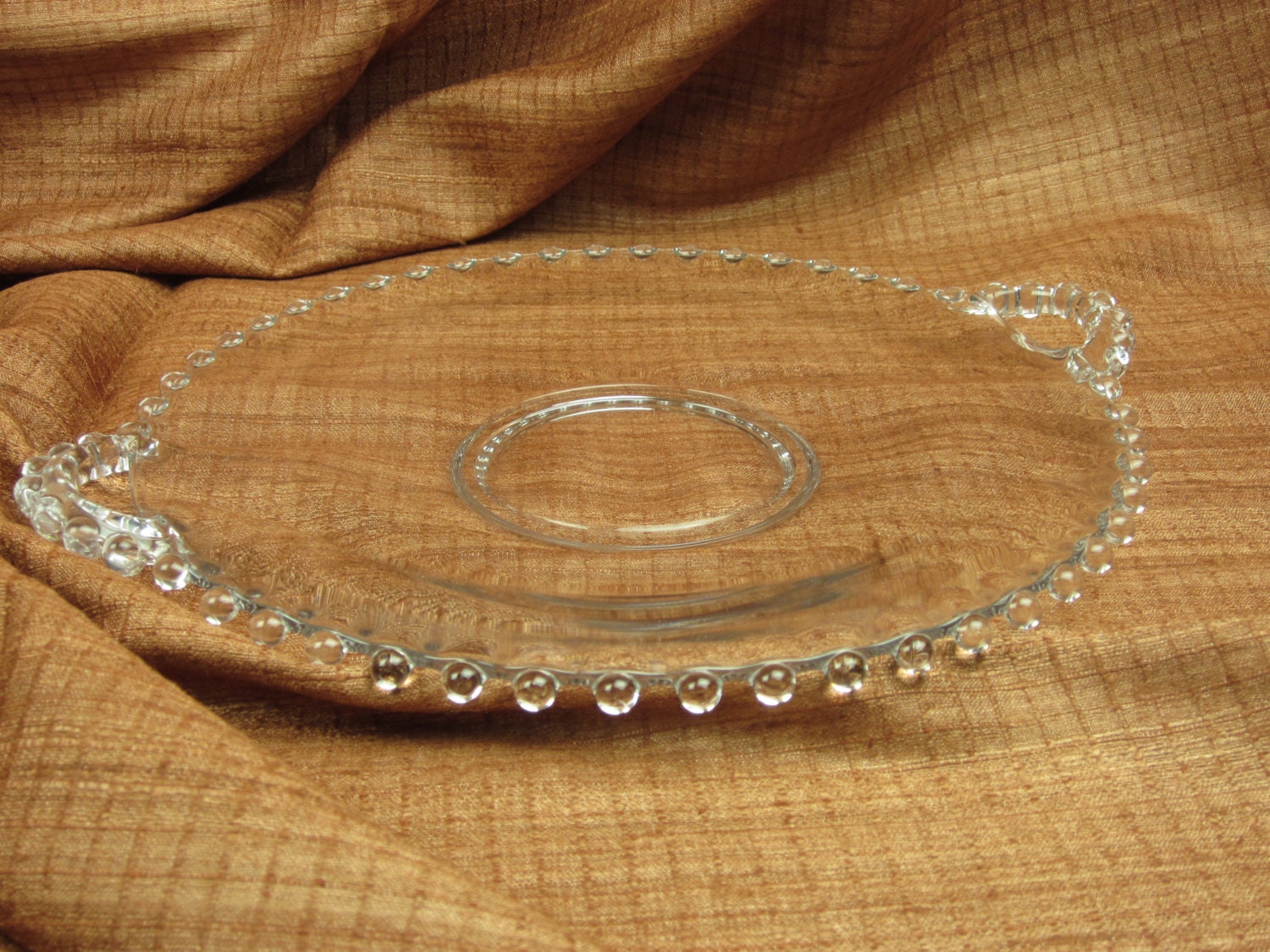 Vintage Candlewick Serving Platter Clear Glass Dish With Two Etsy