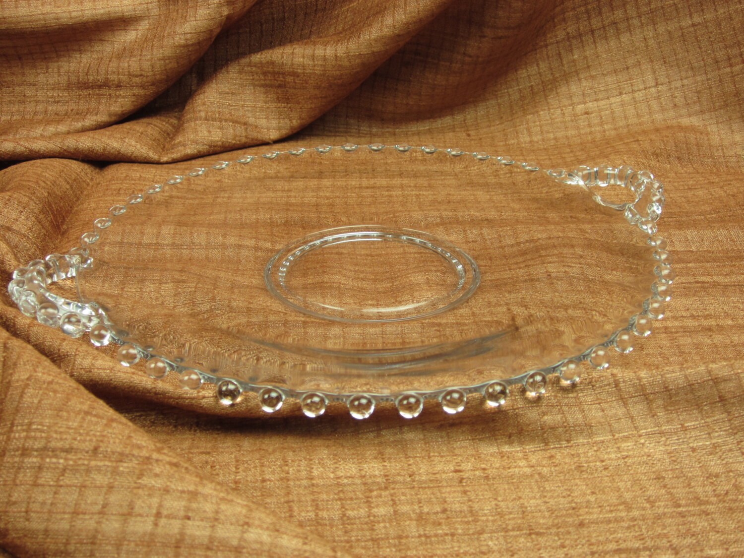 Vintage Candlewick Serving Platter Clear Glass Dish with Two Etsy