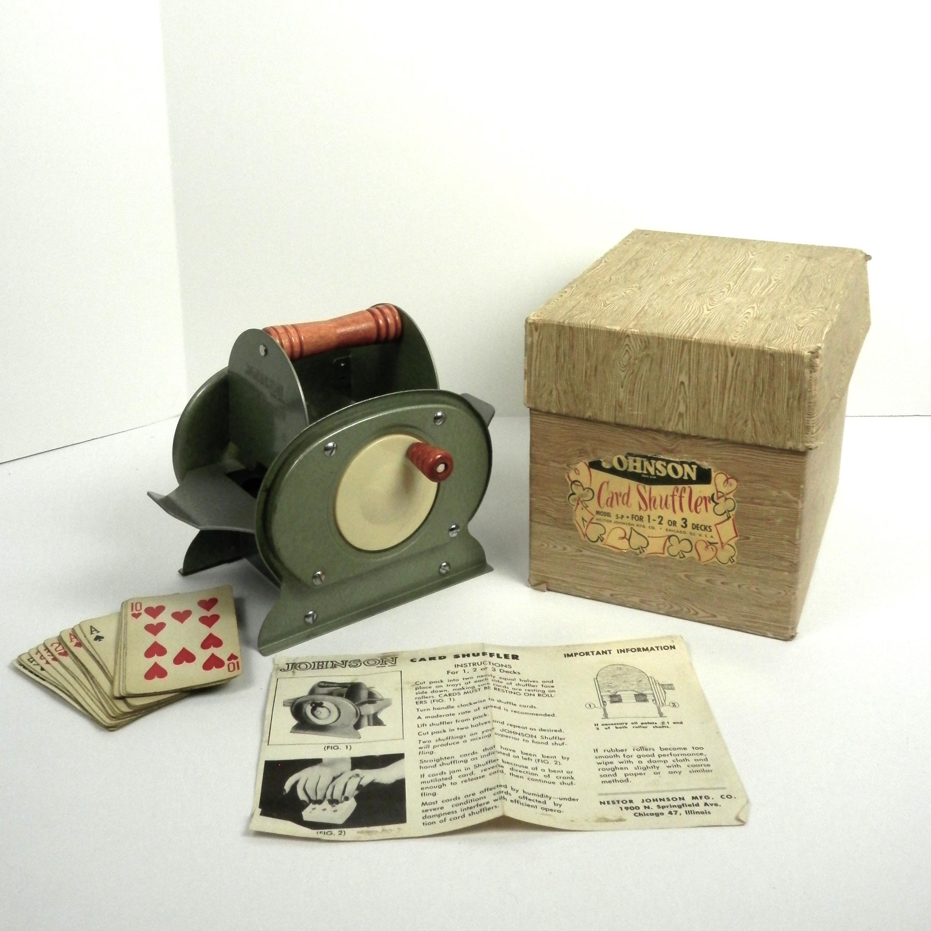 Vintage 1950 Johnson Card Shuffler: Model 5-P Hand Crank, With Box - Etsy Vintage 1950 Johnson Card Shuffler: Model 5-P Hand Crank, With Box - Etsy