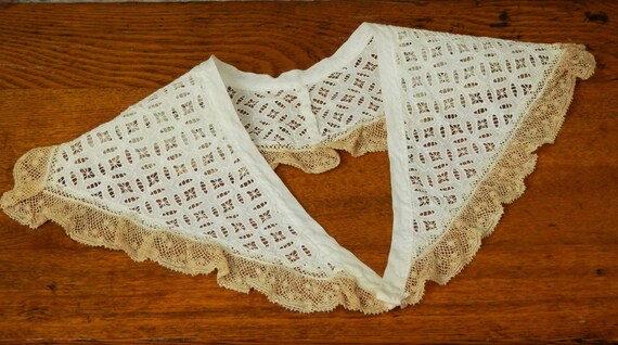 Two Toned Lace Collar, Vintage Victorian Lace Col… - image 3