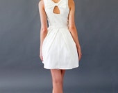 JUBILEE IVORY - Shimmery taffeta party dress with white tulle // back bow cutout // wedding // ivory // lwd // pleated skirt // pockets