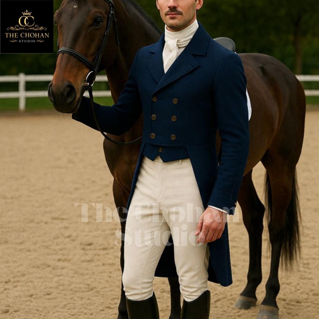Regency Riding Outfits Men Navy Regency Riding Tailcoat| Equestrian Formal Outfit With Cream ...