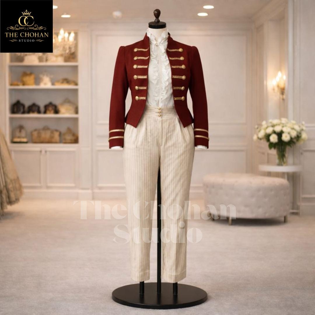 Women Red Regency Military Jacket Outfit | Victorian Hussar Style Coat ...