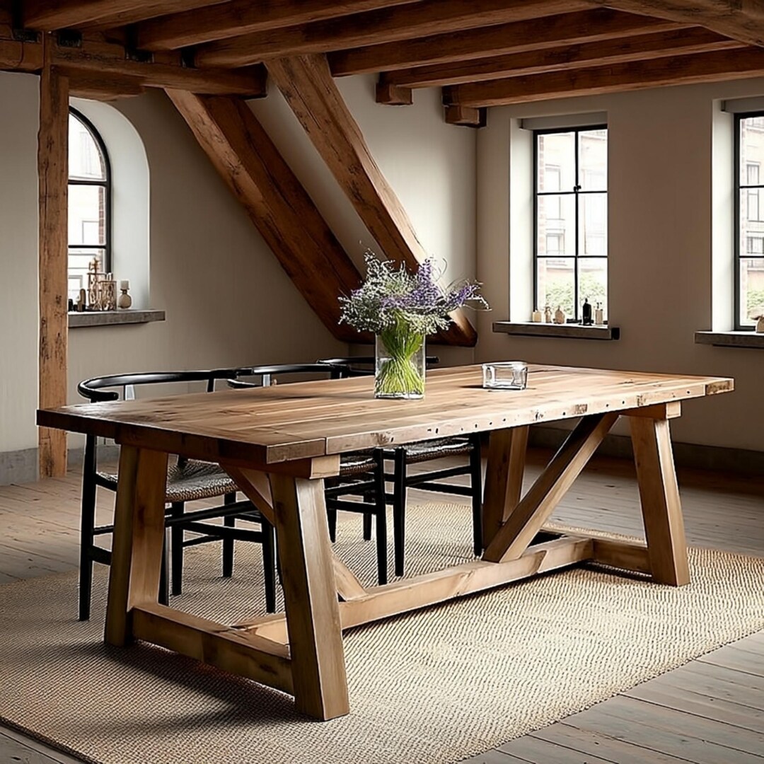 Handmade Rustic Solid Oak Dining Table – Farmhouse Live Edge - Etsy
