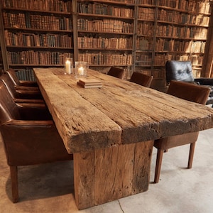 Handmade Solid Oak Farmhouse Dining Table – Custom Live Edge