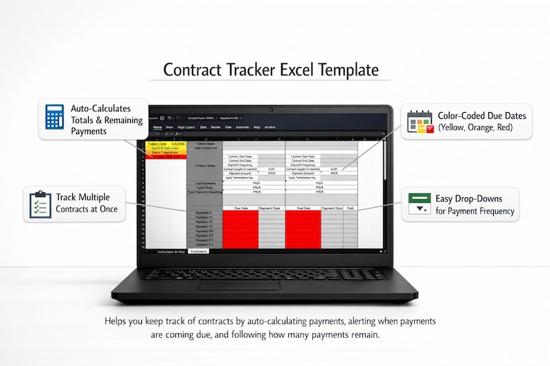 Basic Excel Contract Tracker Template - Etsy