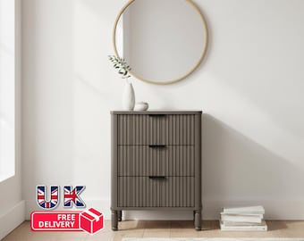 Brown Wood 3-Drawer Bedside Table | Modern Bedroom Nightstand