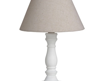 Rustic Washed Wood Table Lamp, Farmhouse Bedside Accent Lighting