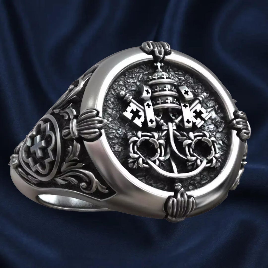 Christian Signet Ring: Keys of Heaven Design in Sterling Silver - Etsy