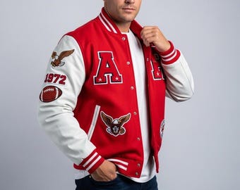 Custom Varsity Jacket | Personalized Letterman Jacket | Handmade Wool Leather | Unisex | Bulk and Single Orders