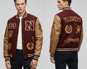Custom Varsity Jacket | Personalized Letterman | Handmade Wool & Leather | Unisex Bulk Orders