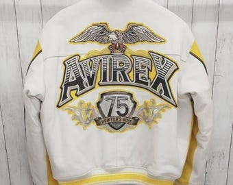 Blouson aviateur en cuir jaune Avirex pour homme, veste aviateur vintage Aviator King 75 pour homme